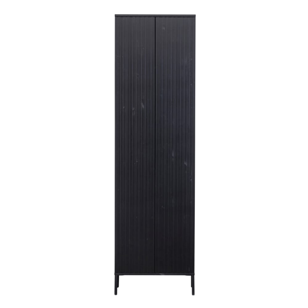 Armoire haute 2 portes en bois massif noir 60x42x210cm