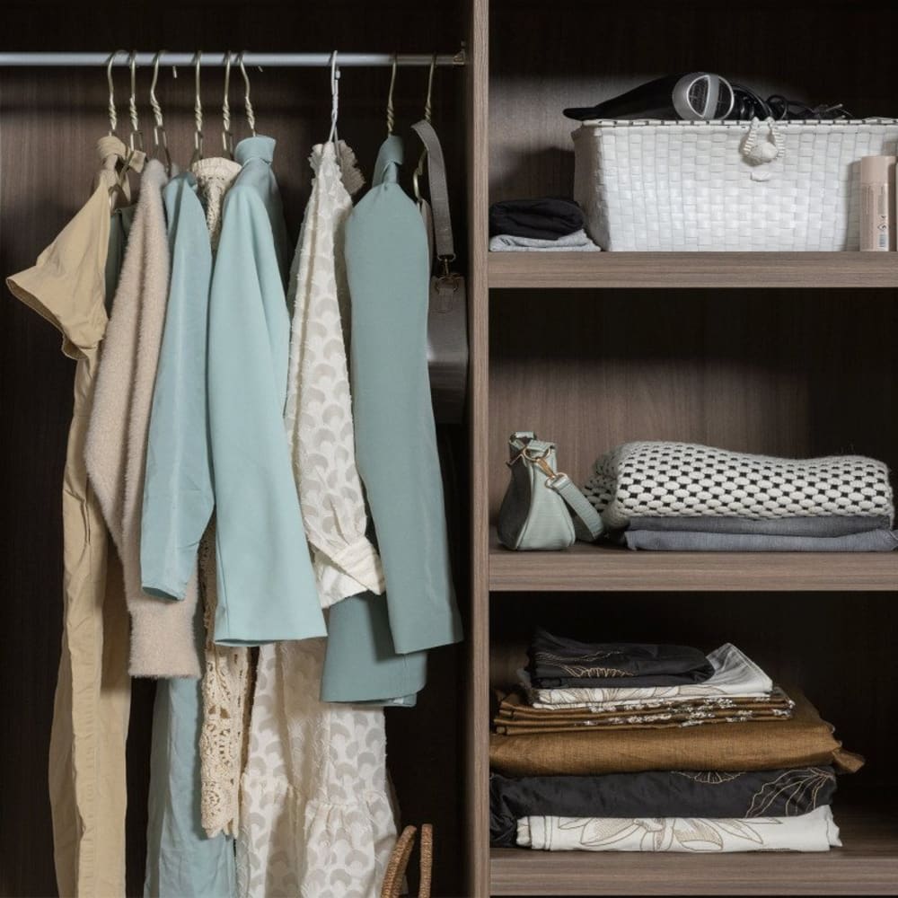 Armoire dressing 2 portes en bois fsc gris 110x58x210cm