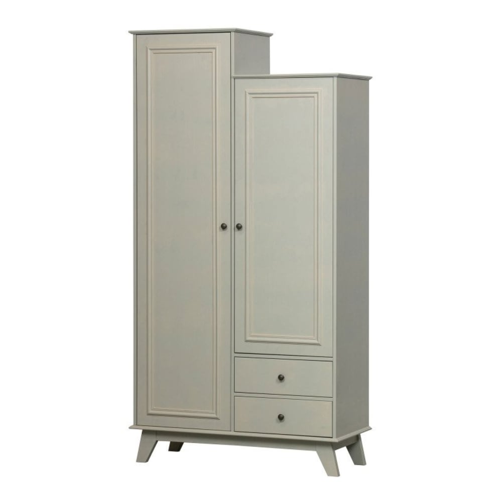 Armoire 2 portes 2 tiroirs en bois couleur argile 98x41x190cm