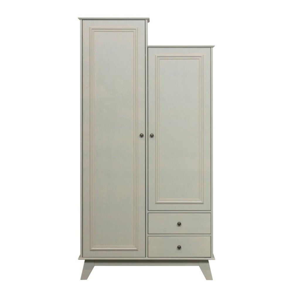 Armoire 2 portes 2 tiroirs en bois couleur argile 98x41x190cm