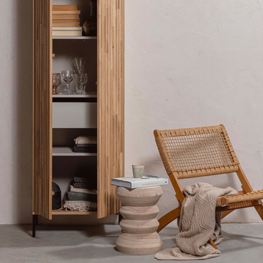 Armoire haute en bois de chêne 5 étages 60x42x210cm