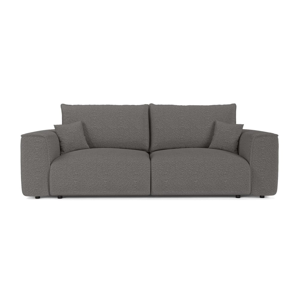 Canapé convertible coffre 4 places tissu bouclette gris