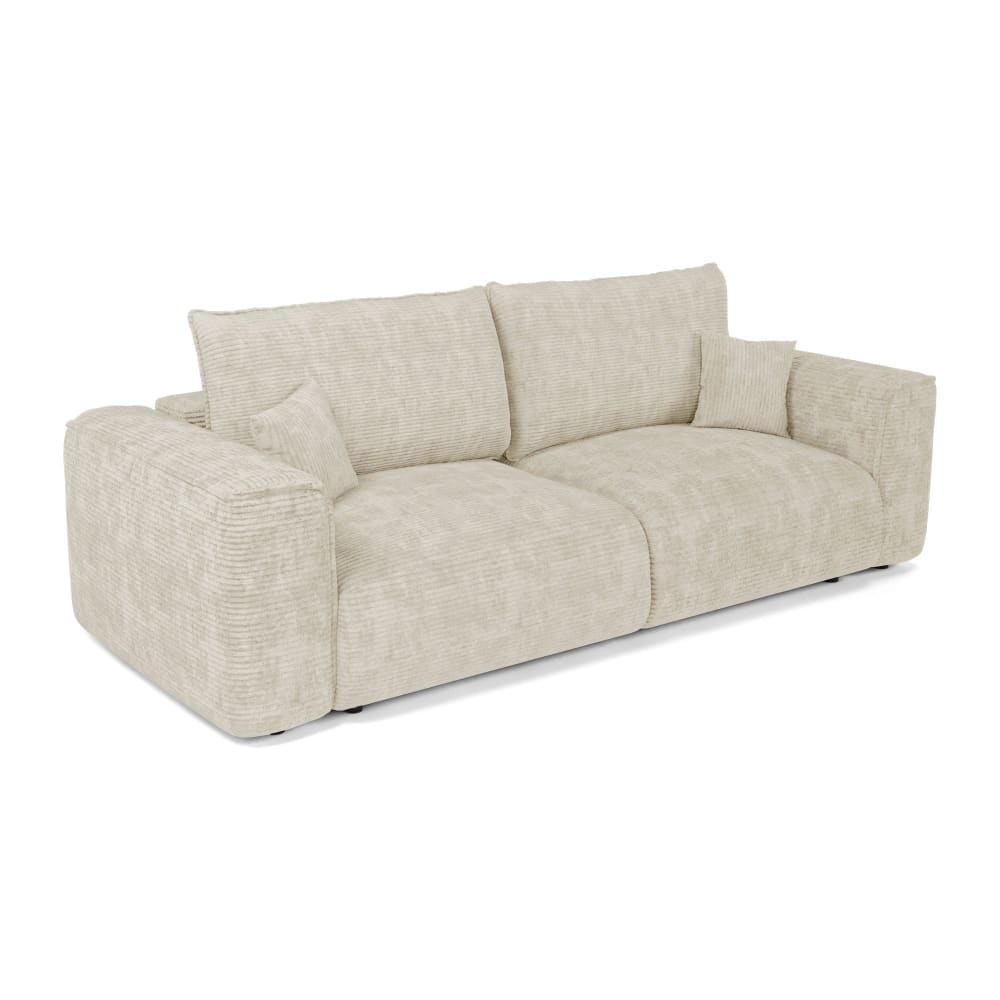 Canapé convertible express 3 places en velours côtelé crème