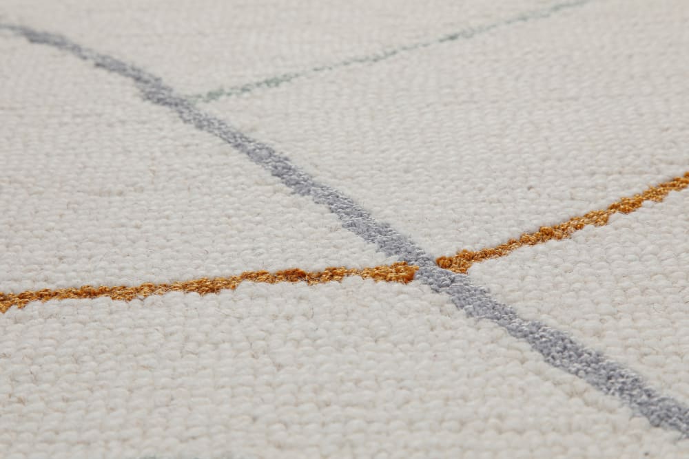 Tapis fait main pure laine vierge et viscose design blanc 110x170 cm — vue 4