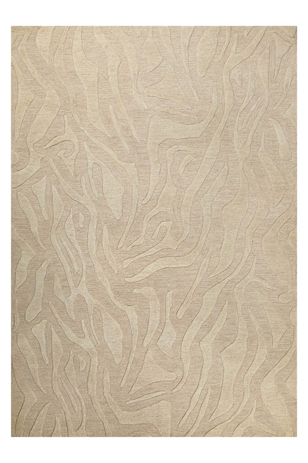 Tapis pure laine vierge fait main inspiration nature beige 160x230 cm