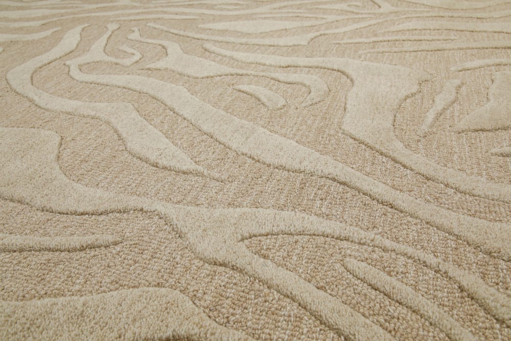 Tapis pure laine vierge fait main inspiration nature beige 110x170 cm — vue 4