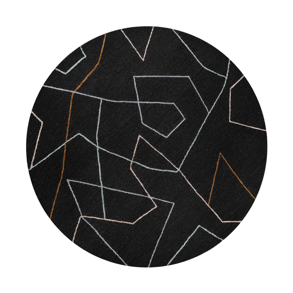 Wecon Home Runder Handgefertigter Teppich Wolle/Viskose, anthrazit 160 style modern Schwarz Öko-Tex Zertifikat Wolle
