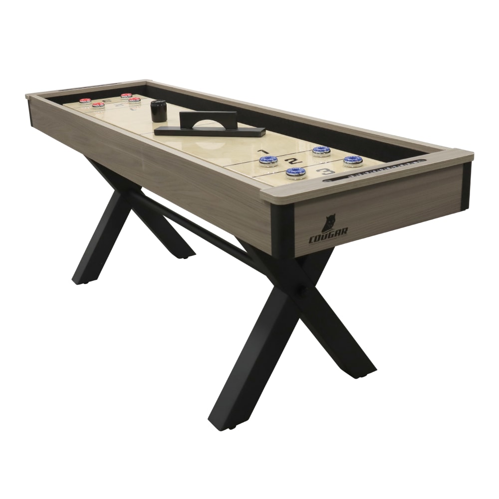 Cougar American Shuffleboard Tisch, 8 Pucks,Eiche/Schwarz style modern Braun Holz