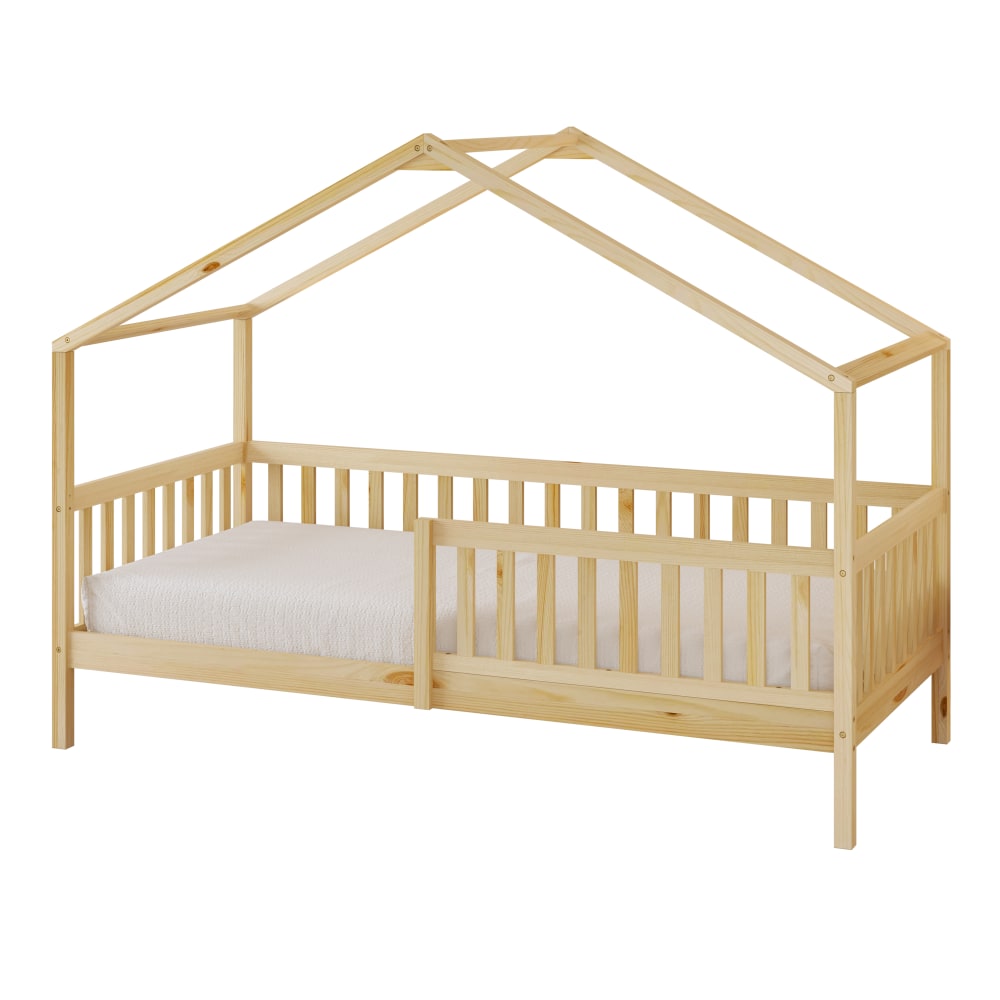 Hausbett mit Rausfallschutz Weiß, ohne Matratze - Maisons Du