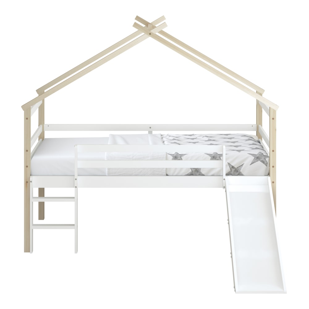Sunny Halbhohes Bett mit Rutsche, Weiß - 213 x 186 x 183 cm style modern BRAUN HOLZ Baby