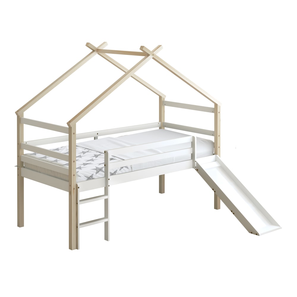 Halbhohes Bett mit Rutsche, Weiß - 213 x 186 x 183 cm - Maisons