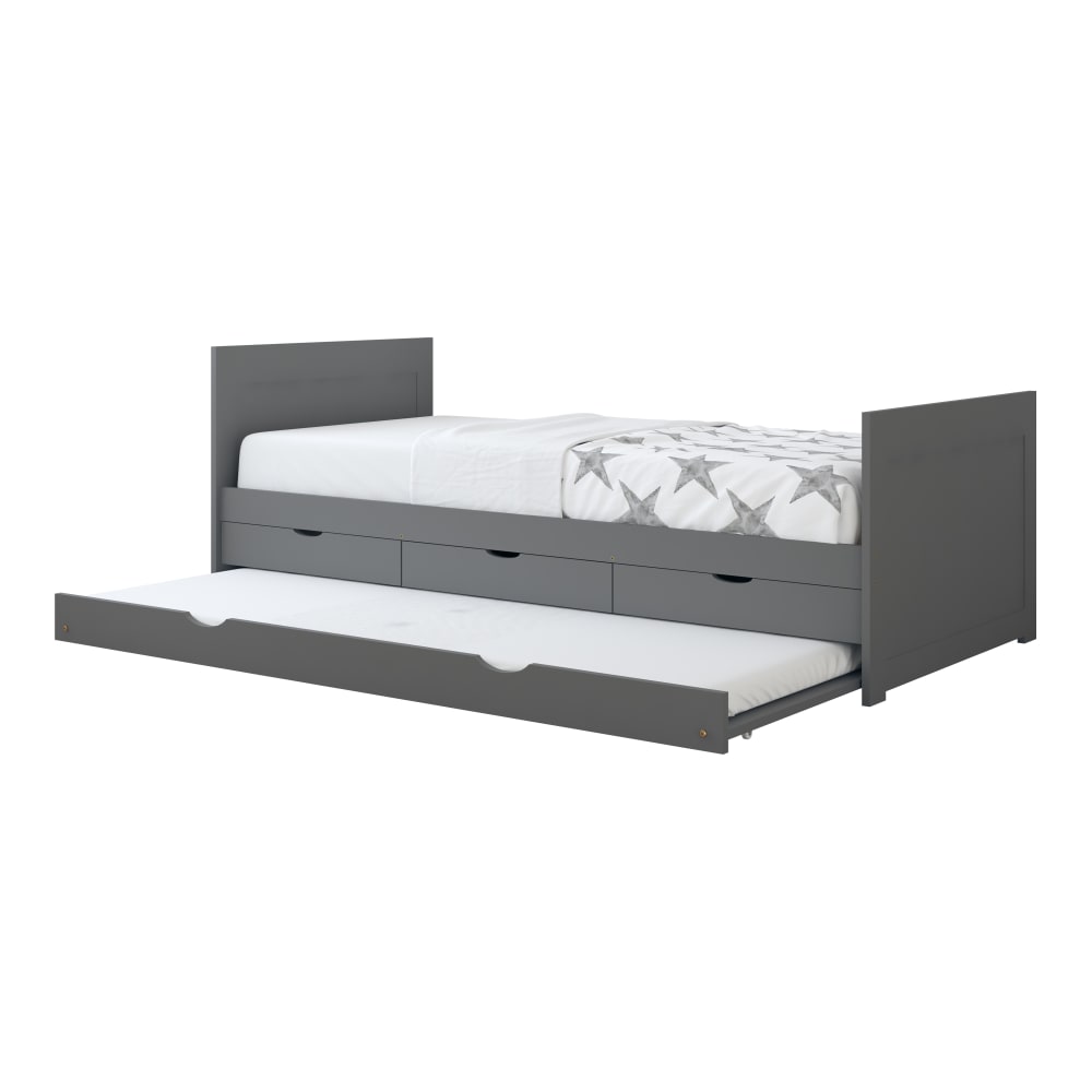 Kinderbett mit Ausziehbett, Grau, ohne Matratze - 206,5 x 97 x 75