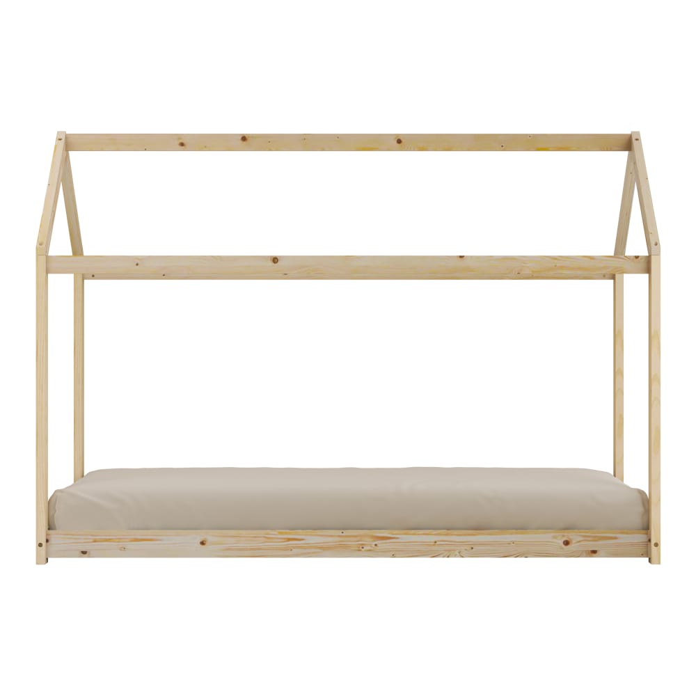 Lit cabane beige, sans matelas, 206 x 98 x 154 cm