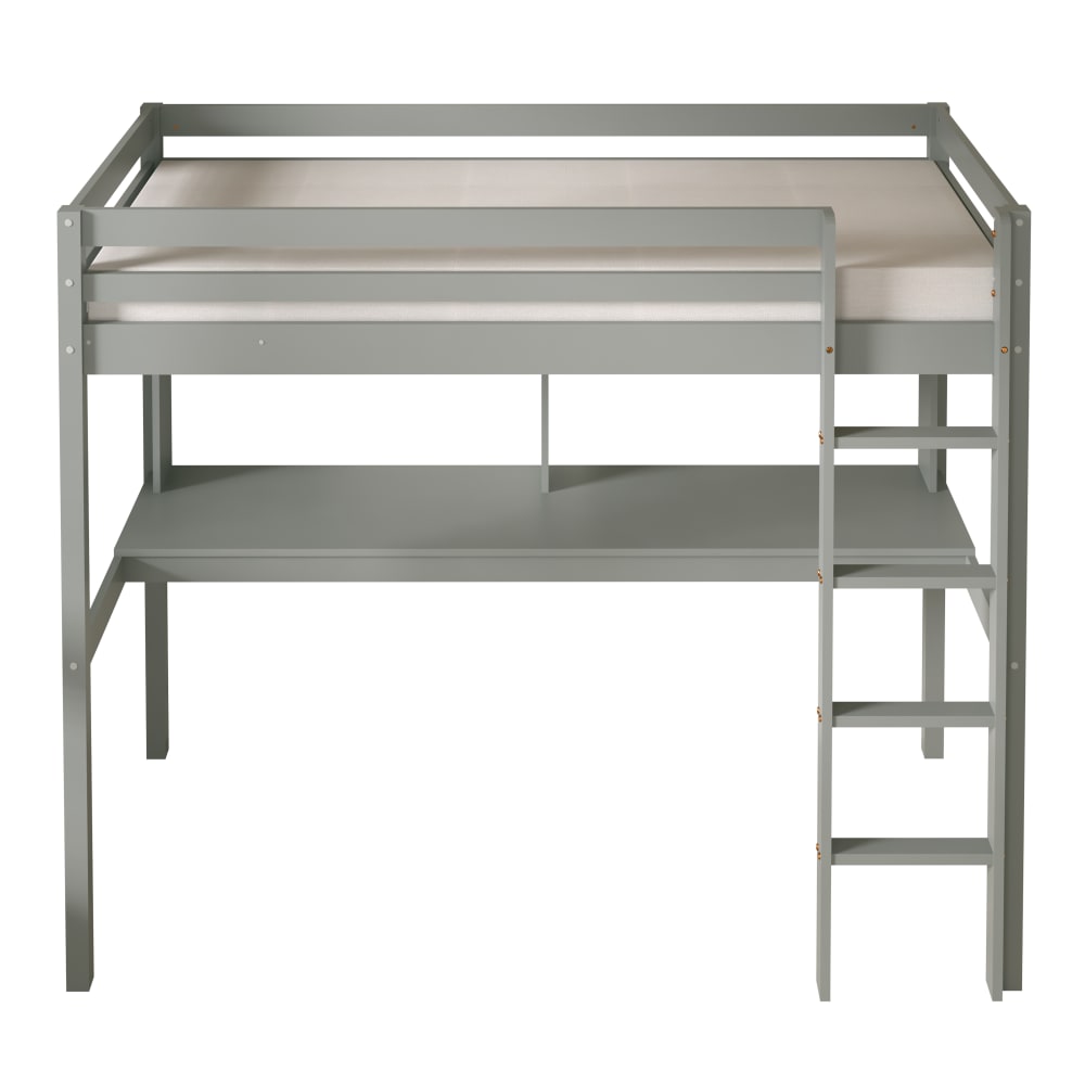 Lit mezzanine avec bureau, gris - sans matelas - 208x100,5x172 cm