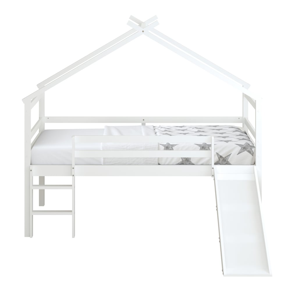 Sunny Halbhohes Bett mit Rutsche, Braun und Weiß - 213 x 186 x 183 cm style modern WEISS HOLZ Baby