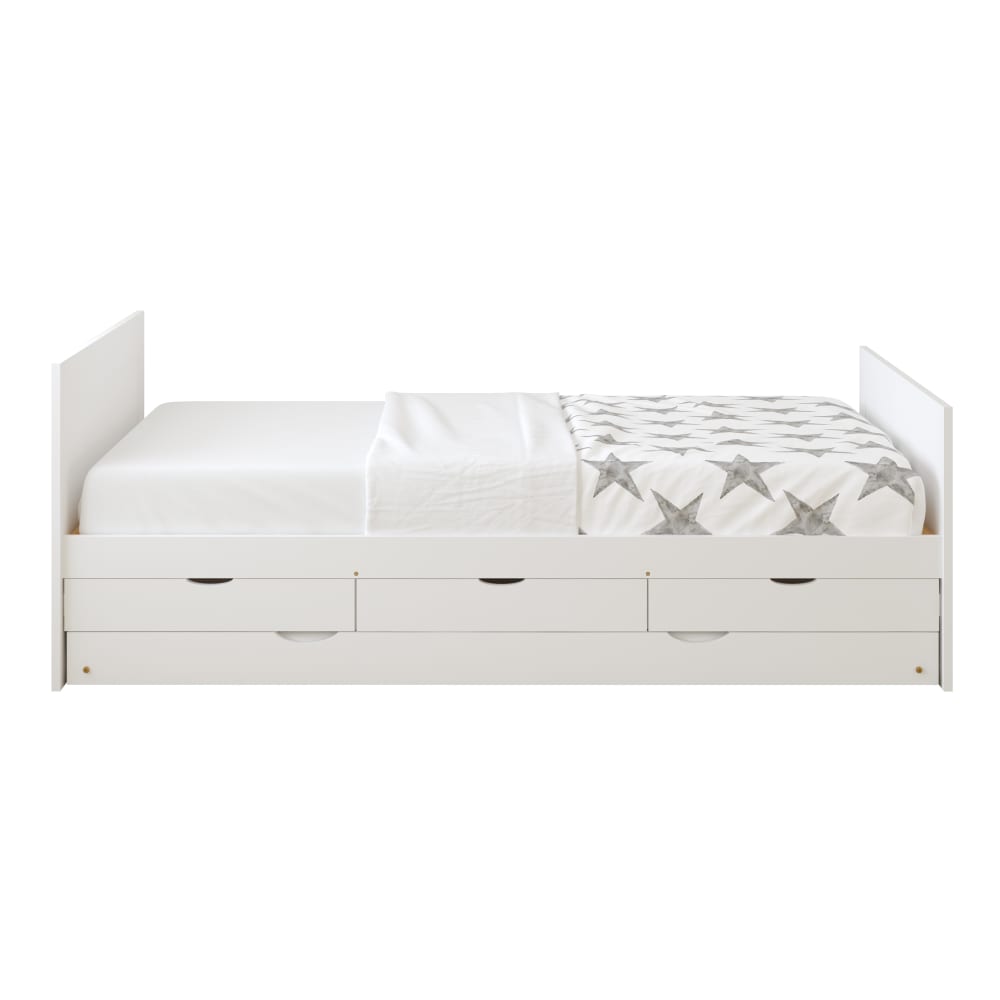 Sunny Kinderbett mit Ausziehbett, Weiß, ohne Matratze - 206,5 x 97 x 75 cm style modern WEISS HOLZ Baby