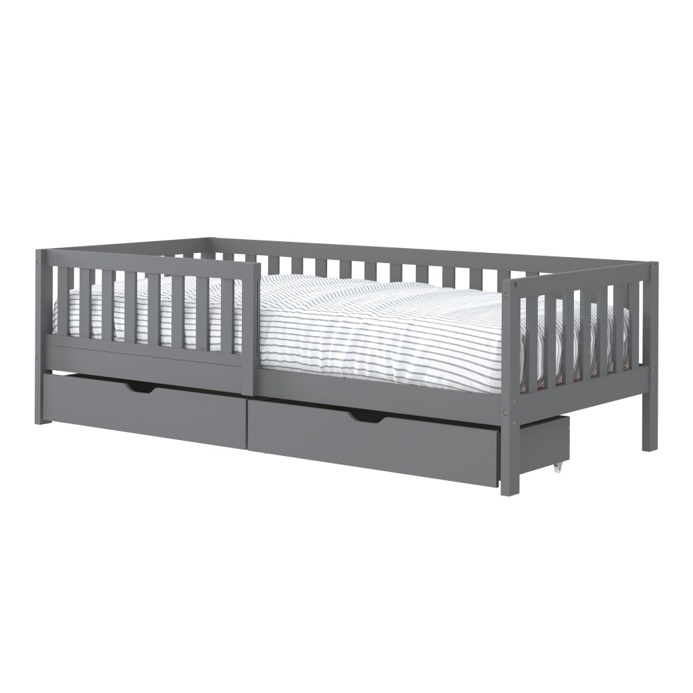 Kinderbett mit 2 Schubladen, Grau, ohne Matratze - 206 x 98 cm -