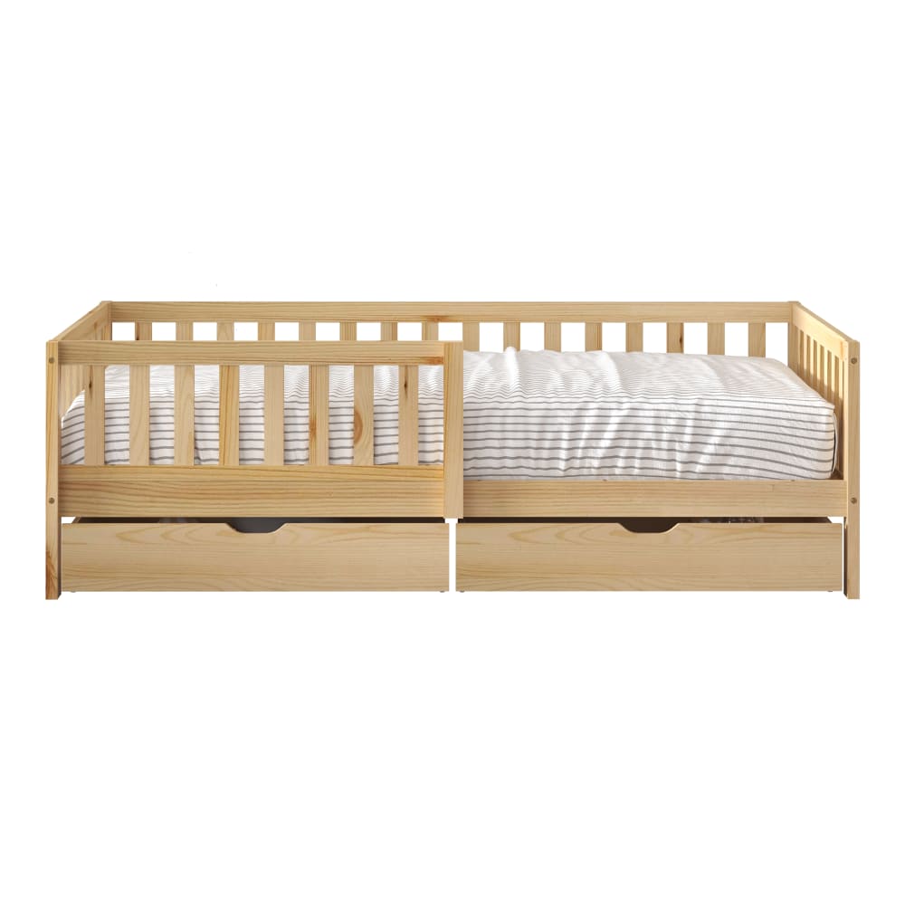 Sunny Kinderbett mit 2 Schubladen, Naturfarben, ohne Matratze - 206 x 98 cm style modern BEIGE HOLZ Baby