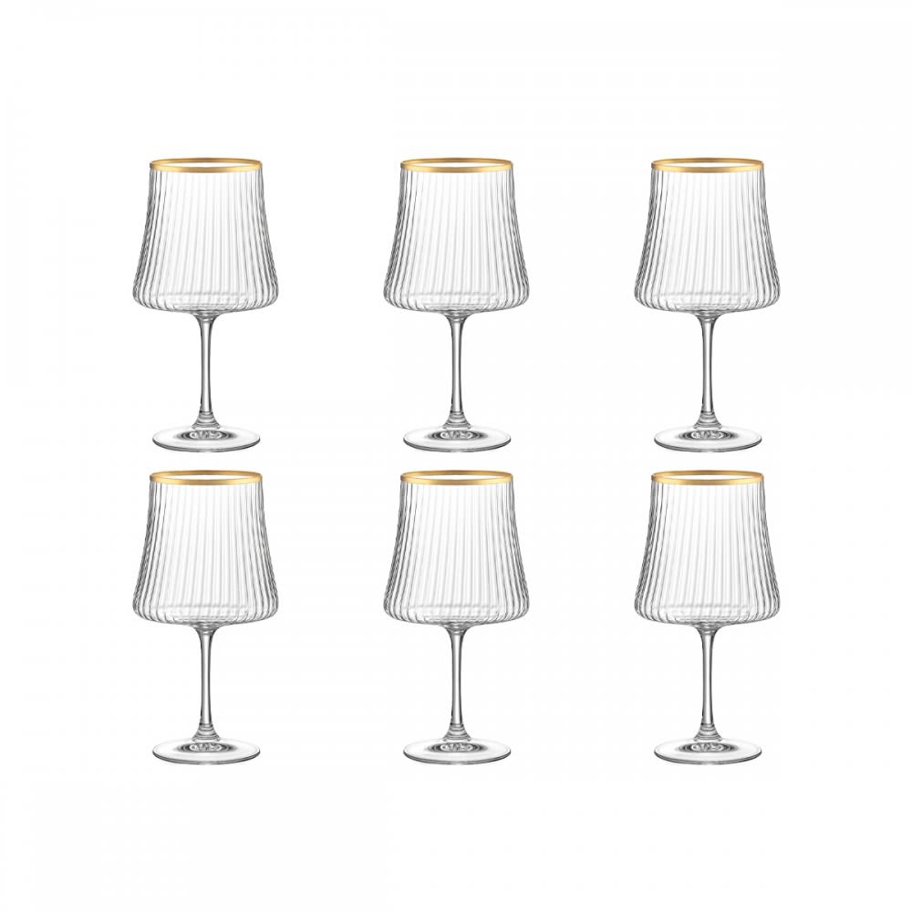 Copas de vino con borde dorado 360 ml - paquete de 6