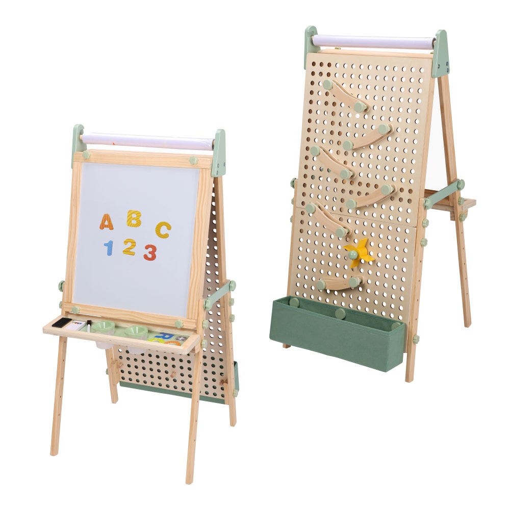 Sunny Staffelei für Kinder mit Pegboard Naturbraun 47 x 41 x 145 cm style modern BEIGE HOLZ Kinder