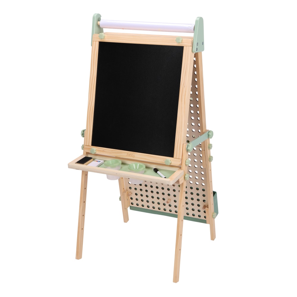 Staffelei für Kinder mit Pegboard Naturbraun 47 x 41 x 145 cm -