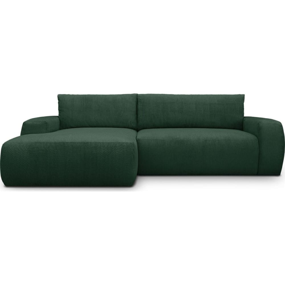 Canapé d'angle gauche convertible 3 places en velours côtelé vert