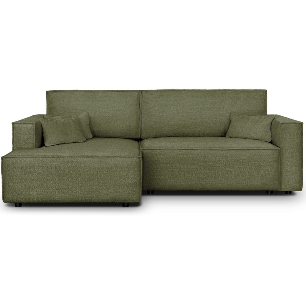Canape+d%27angle+gauche+convertible+3+places+-+tissu+boucle+vert+olive