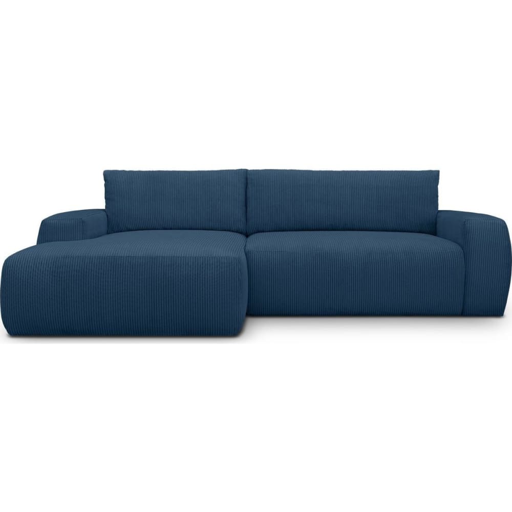 Canapé d'angle gauche convertible 3 places en velours côtelé bleu