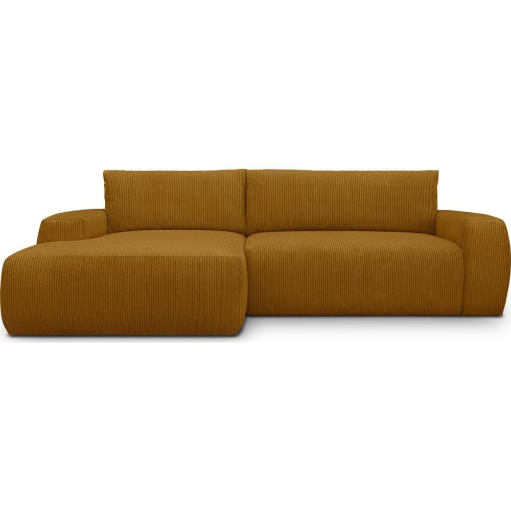 Canapé d'angle gauche convertible 3 places en velours côtelé jaune