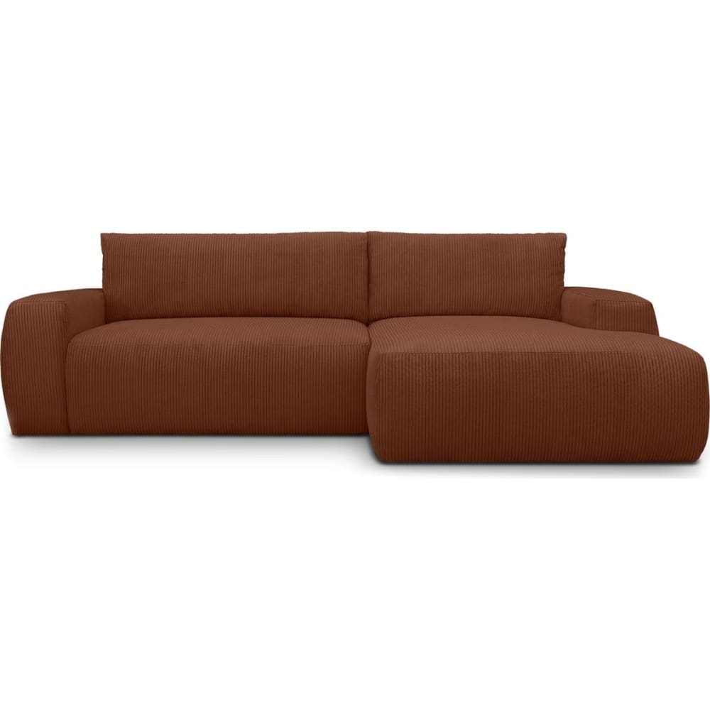 Canapé d'angle droit convertible 3 places en velours côtelé rouille
