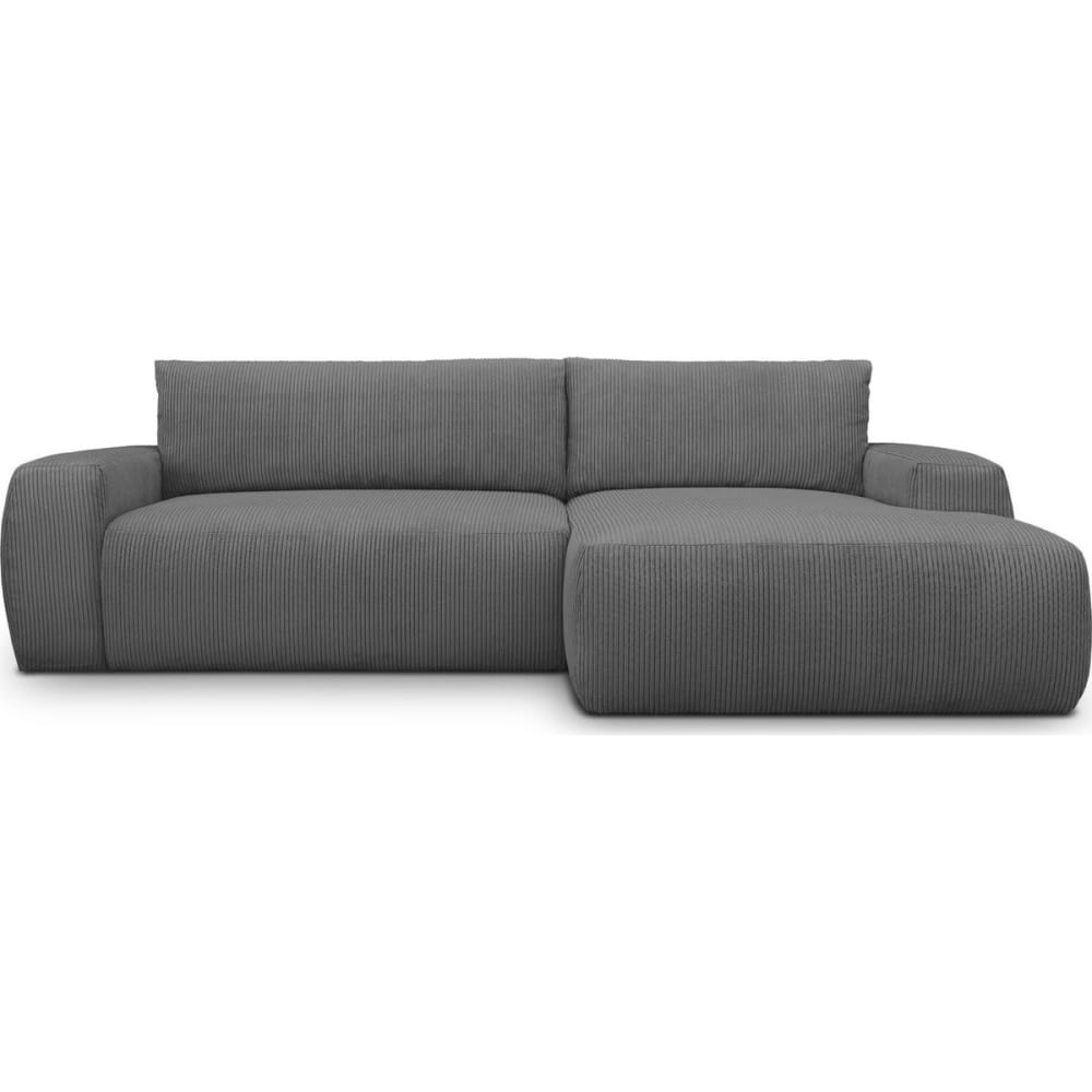 Canapé d'angle droit convertible 3 places en velours côtelé gris