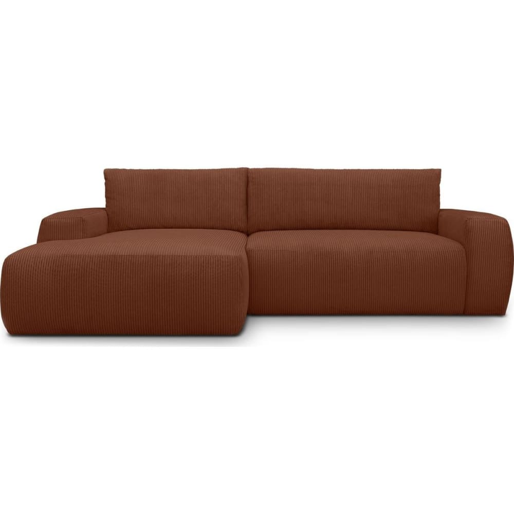 Canapé d'angle gauche convertible 3 places en velours côtelé rouille