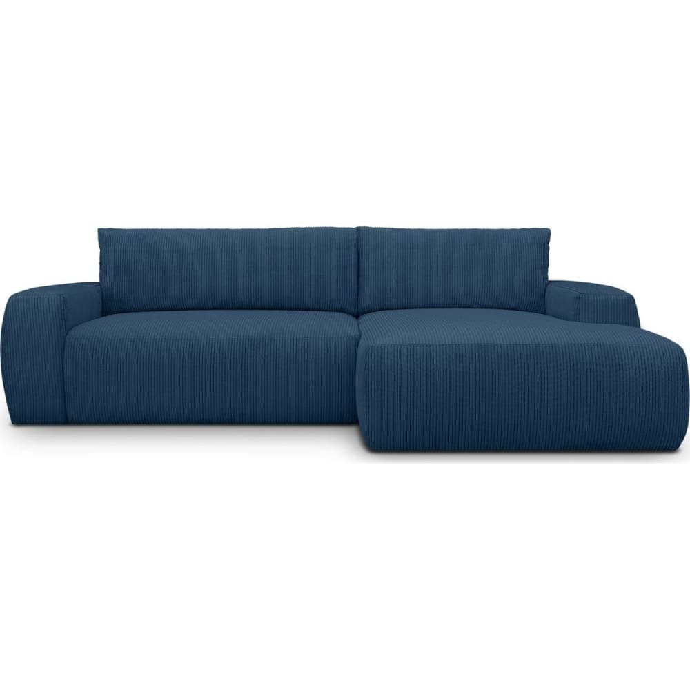 Canapé d'angle droit convertible 3 places en velours côtelé bleu