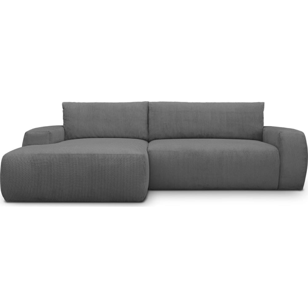 Canapé d'angle gauche convertible 3 places en velours côtelé gris