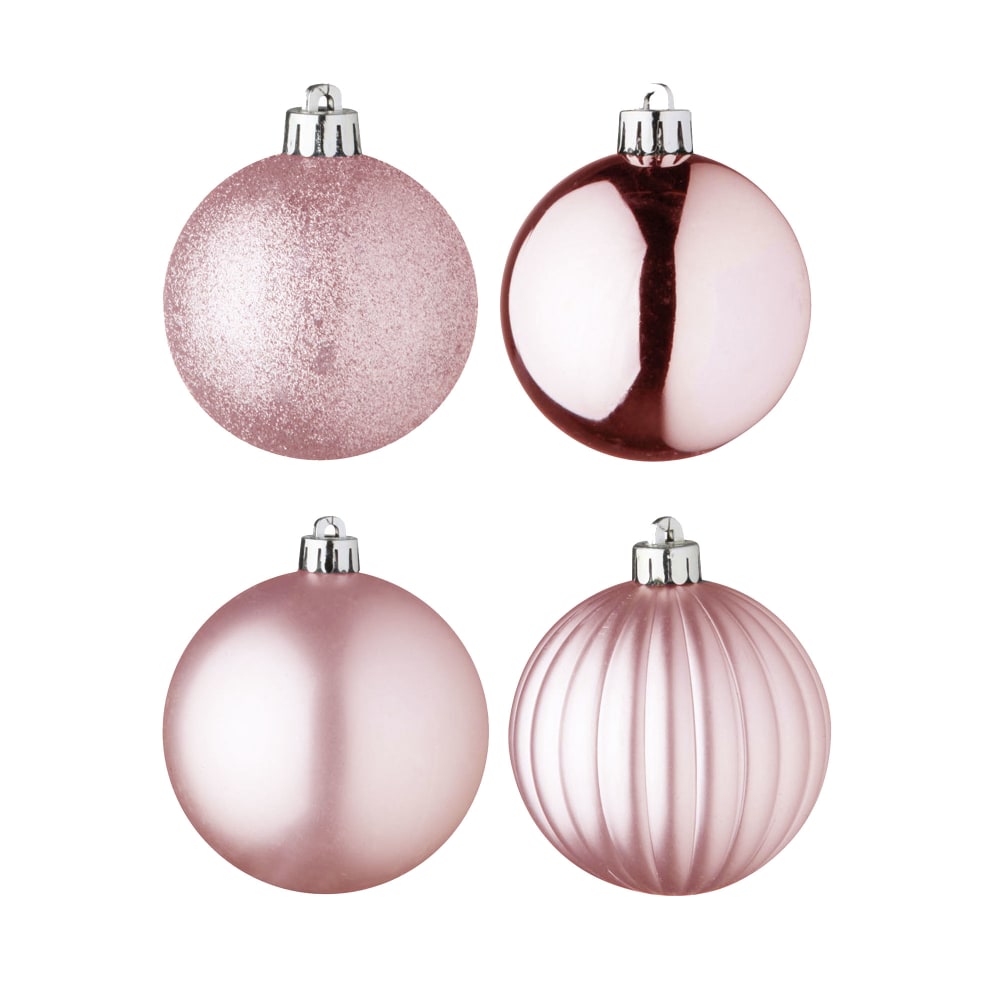 Set de 100 bolas de navidad de poliestireno rosado ø4-8cm