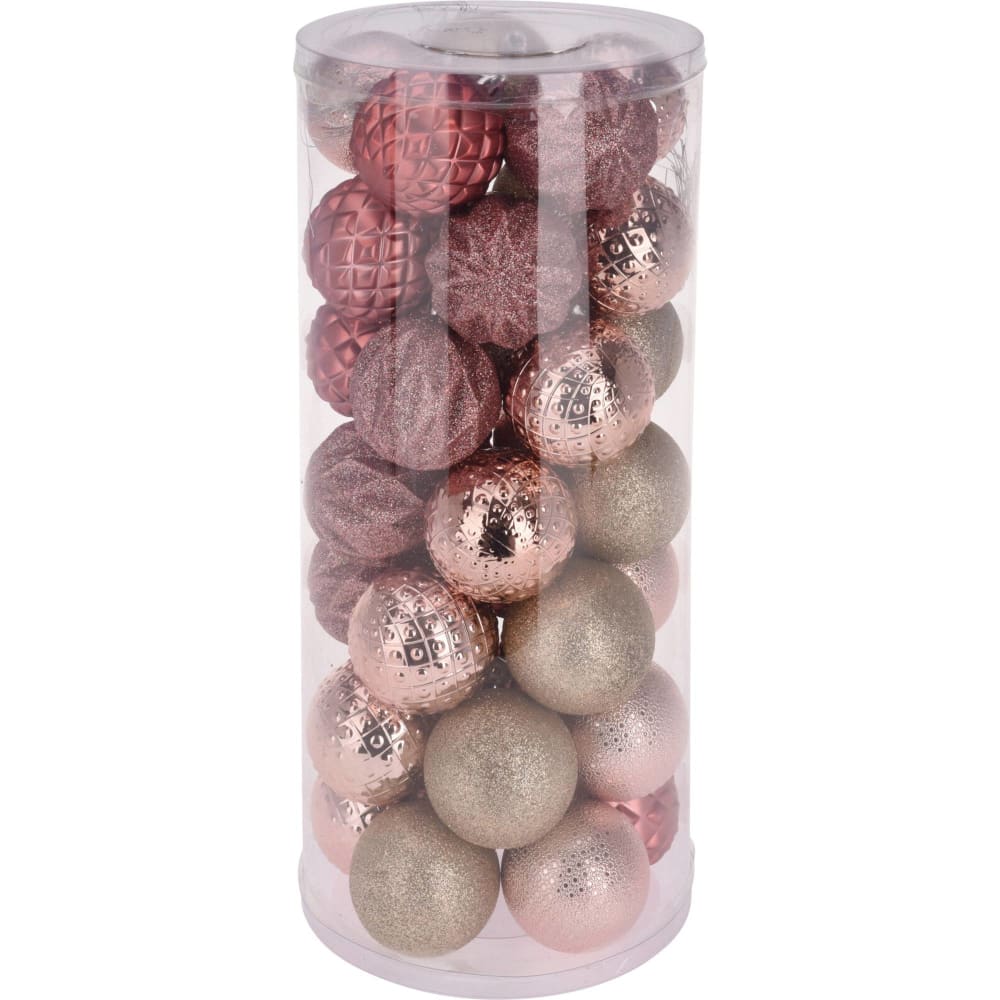 Set de 35 bolas de navidad de polivinilo rosa ø6cm