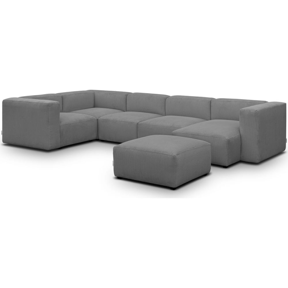 Canape+modulable+panoramique+6+places,+meridienne+droite+++pouf+gris