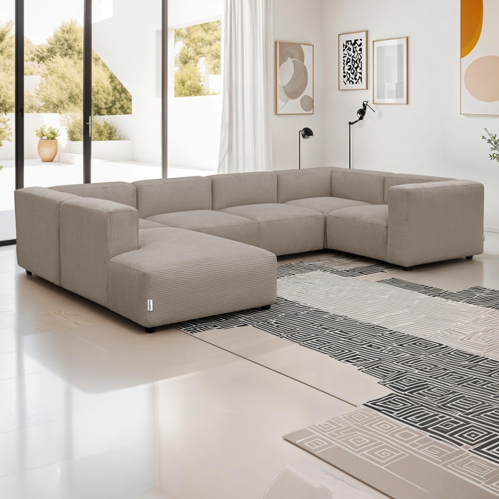 Canapé modulable panoramique 9 places ouvert à gauche taupe