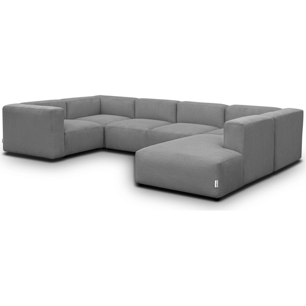 Canapé modulable panoramique 9 places ouvert à droite + pouf gris