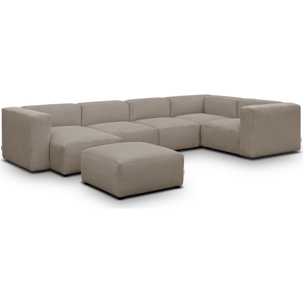 Canape+modulable+panoramique+6+places,+meridienne+gauche+++pouf+taupe