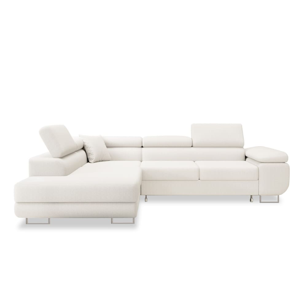 Canapé d'angle gauche convertible 6 places en bouclette blanc