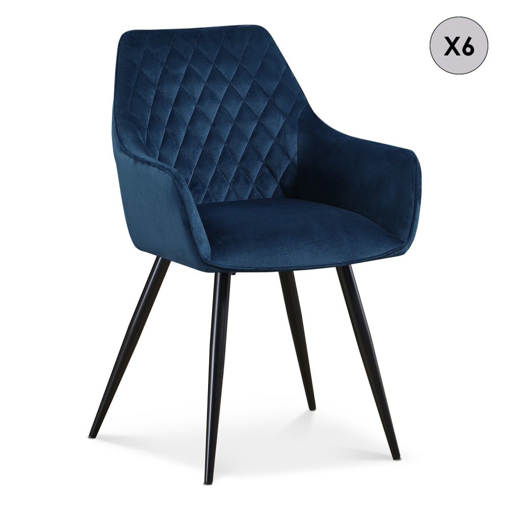 Lot de 6 chaises en velours