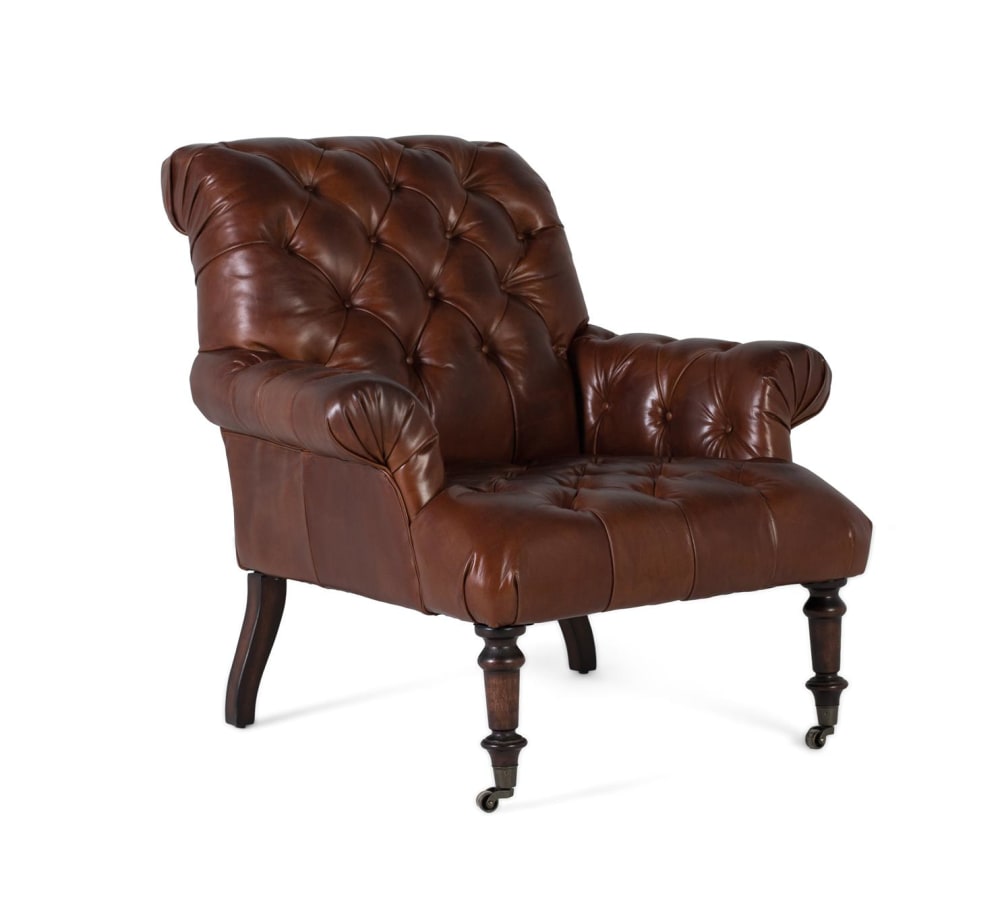 Fauteuil rembourré en - cuir