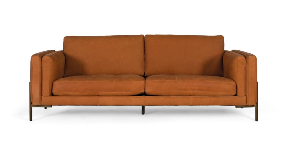 Canapé rembourré en cuir avec pieds en métal 5 places