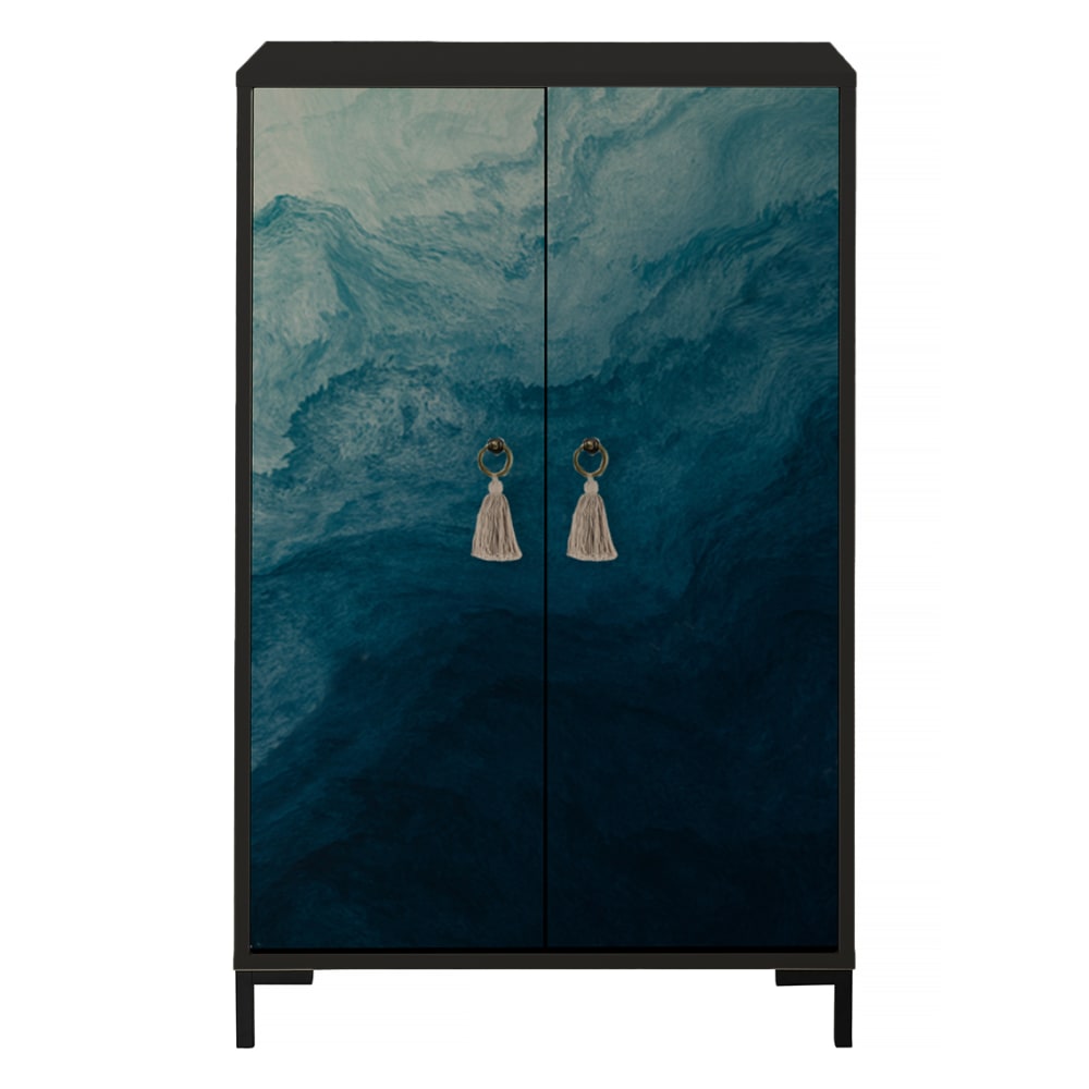 RNT by Really Nice Things Sideboard aus MDF mit 2 dekorativen Türen, Motiv Ozeanblau style modern Mehrfarbig Spanplatte