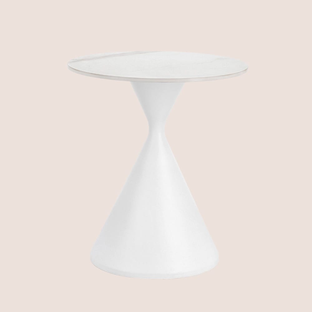 Bout de canapé rond D50 en céramique pied central en métal