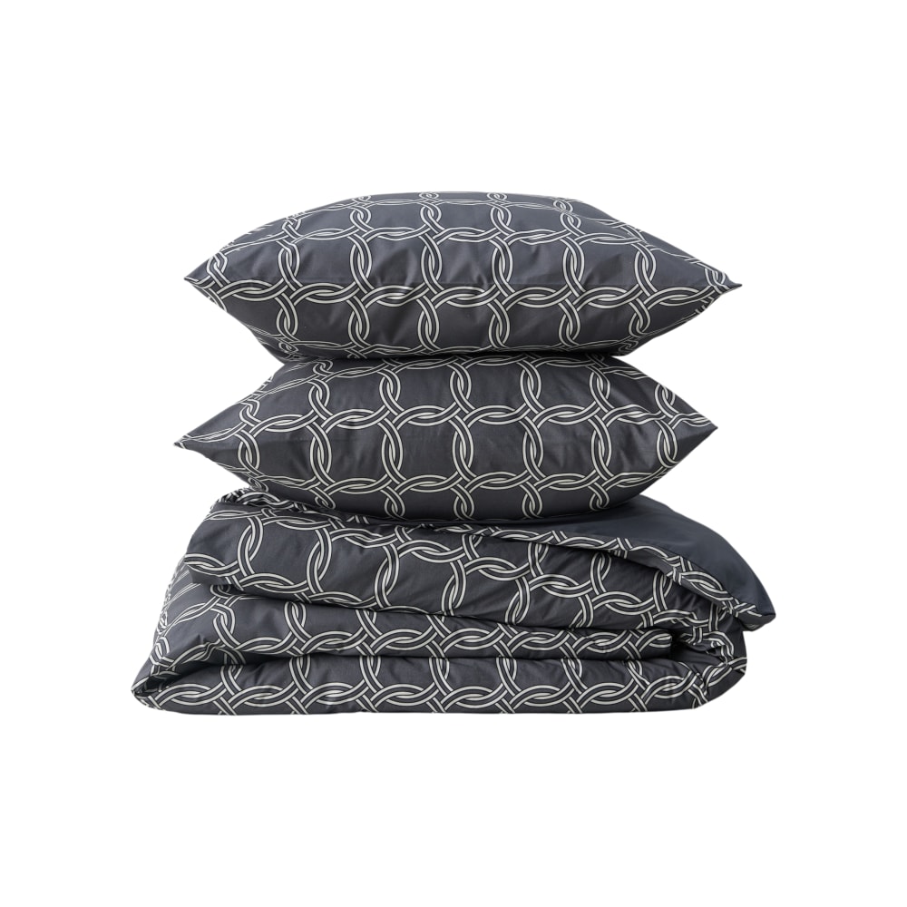 Parure de lit en percale de coton anthracite à motifs 260 x 240 cm — vue 3