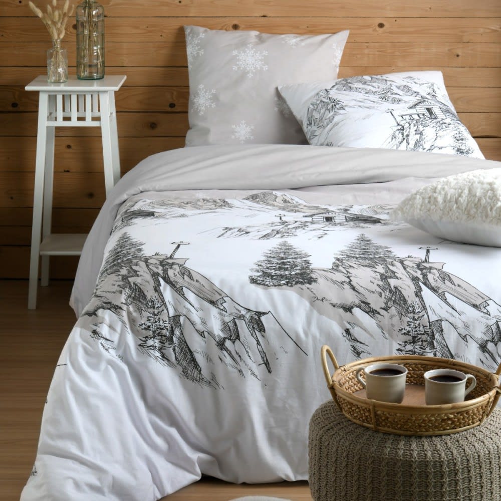 Parure de couette en coton coloris blanc 260x240cm 2 taies