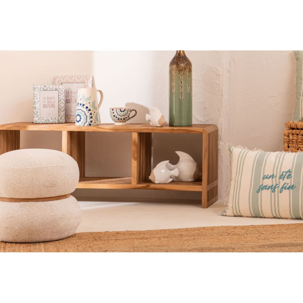Banc d'entrée 3 niches en teck recyclé