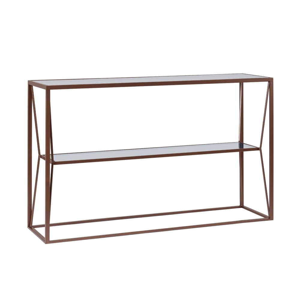 Console en métal marron et double plateau en verre l120